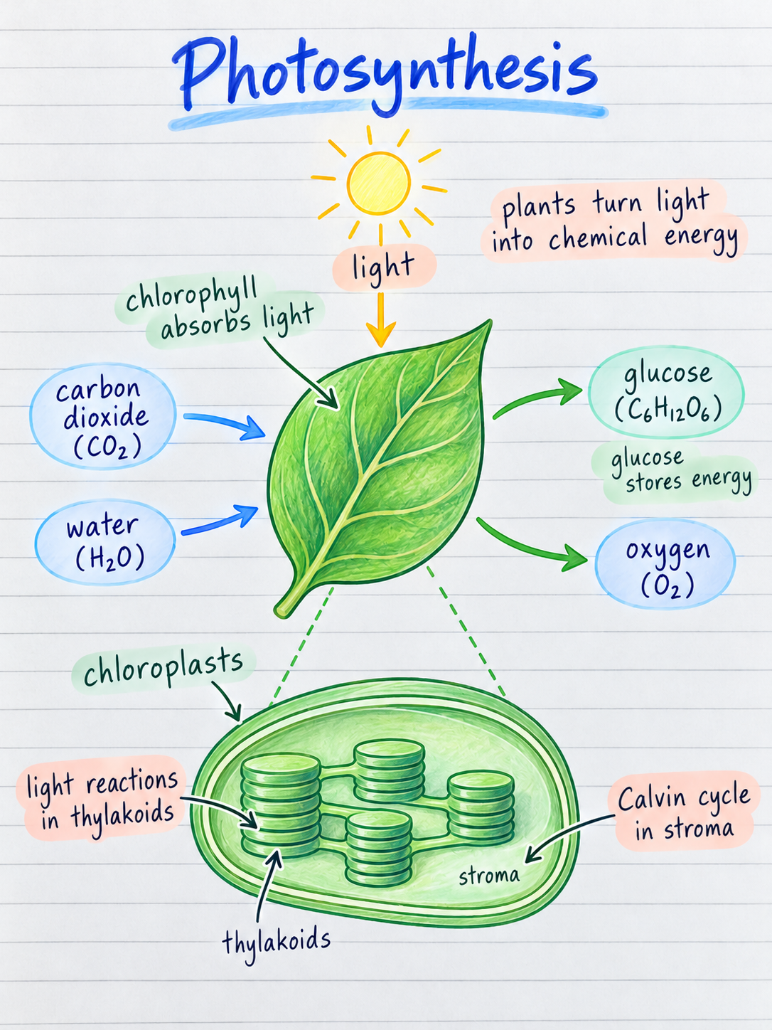 Visual Summary photosynthesis study note example